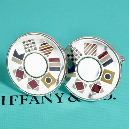 Tiffany round cufflinks - &,